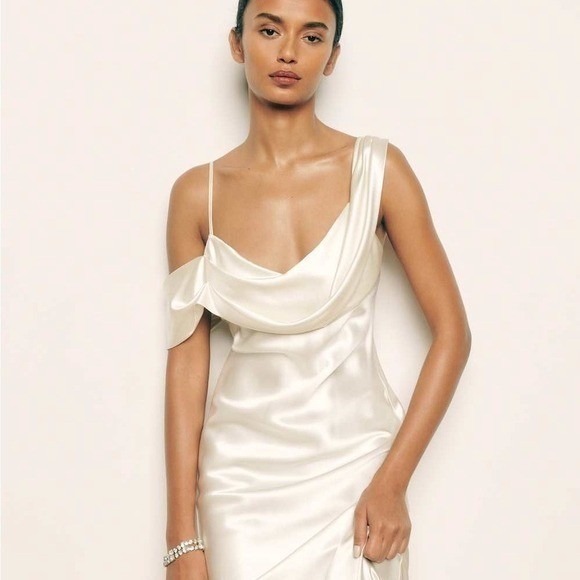 Reformation Ronda Dress Silk Wedding Dress Ivory New - Picture 5 of 10